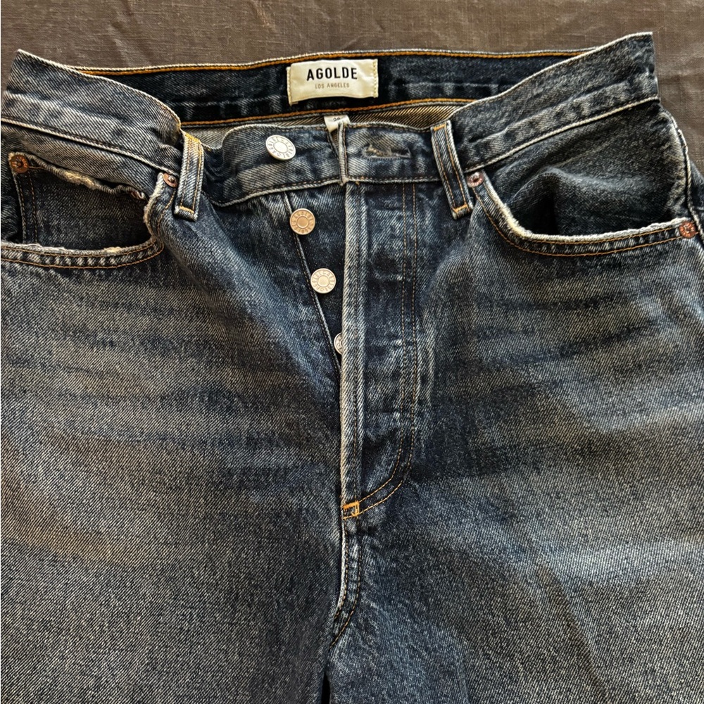 AGOLDE Women's Mid-Rise Blue Denim Jeans